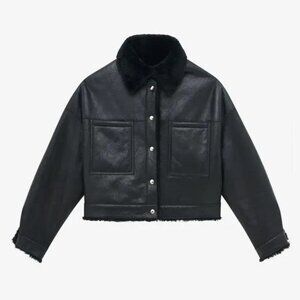 NEW IRO Paris - Size FR 38 (US 6) Nevisa Reversible Wool Skin Jacket - Black